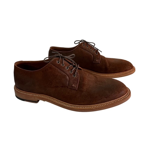 Grant Stone Plain Toe Lace Up Oxford Shoes Size 13D Chestnut Brown Suede Casual - Picture 1 of 11
